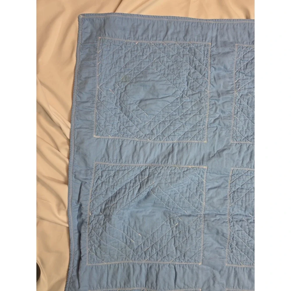 VTG 90's Precious Moments Quilted Baby Crib Blanket 42 X 32 Boys Baseball